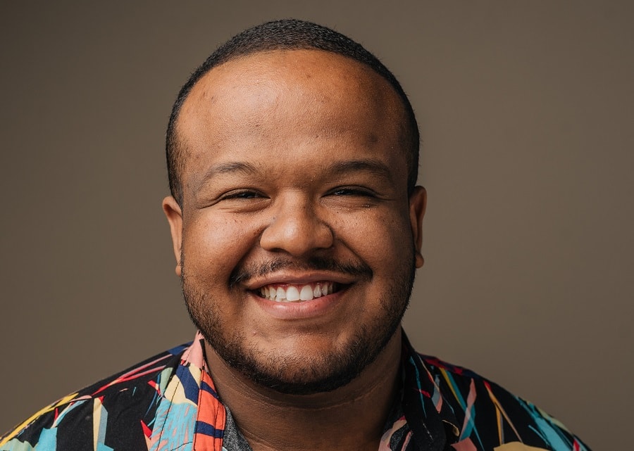 A buzz cut for a guy with a big forehead and round face