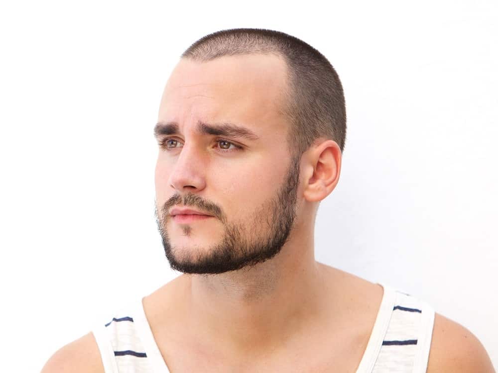 buzz cut for men with widow's peak and beard