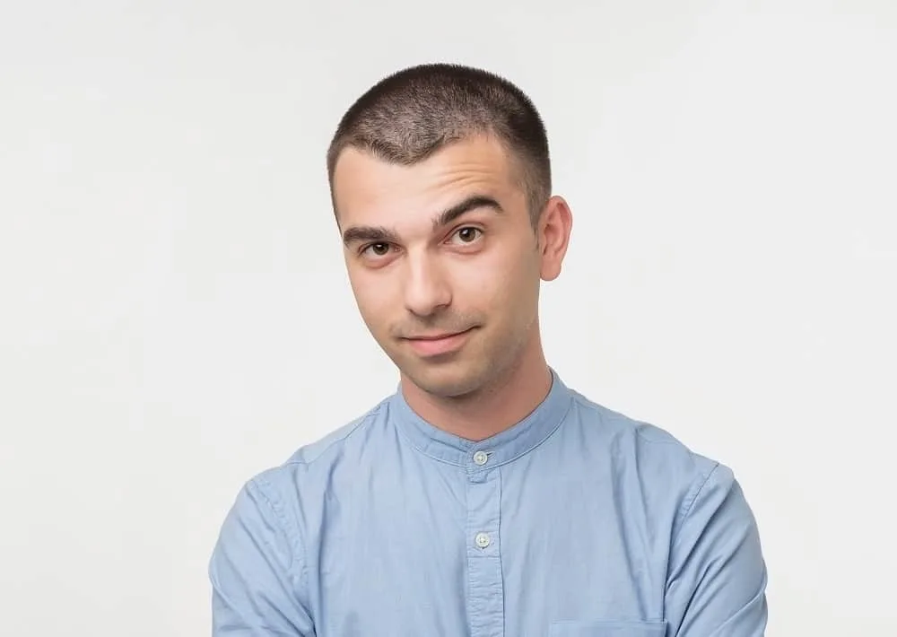 buzz cut for men with widow's peak