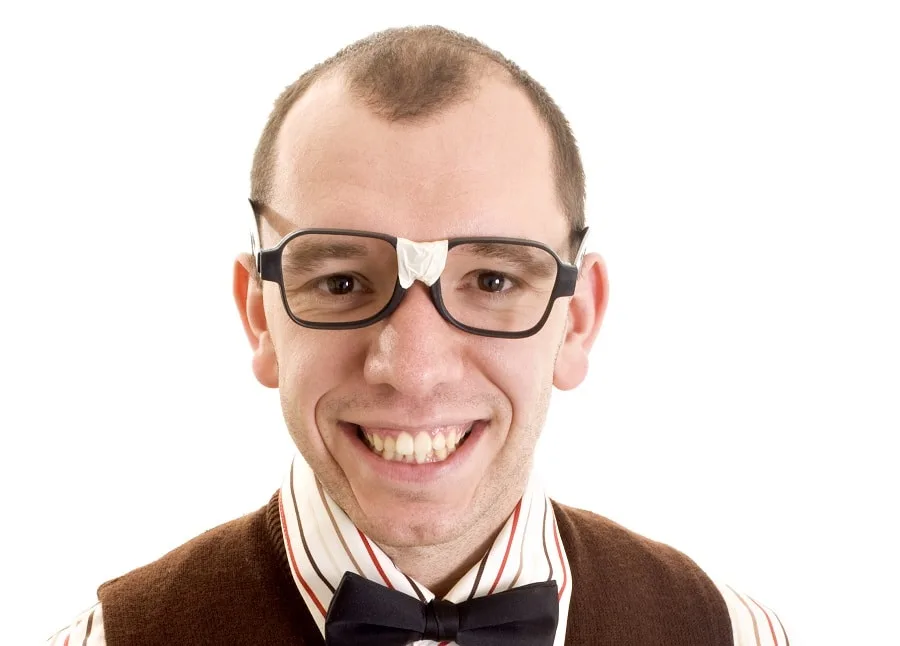 buzz cut for receding hairline with glasses