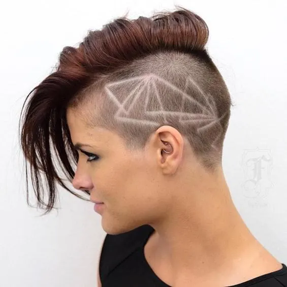 buzz cut with geometric design