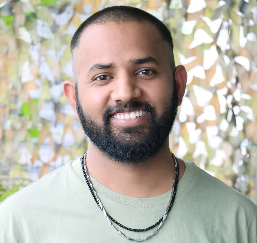 buzz cut with Asian beard