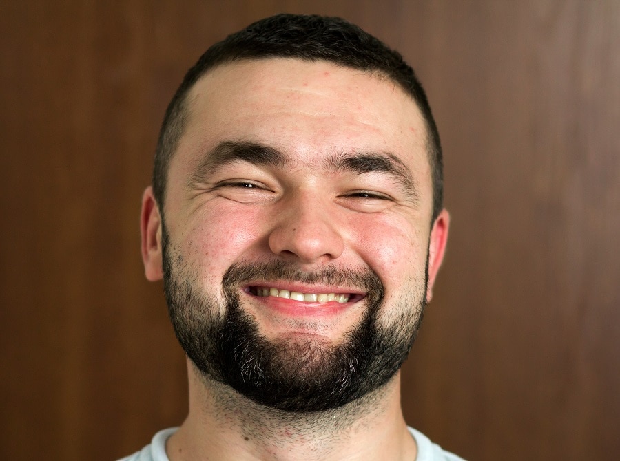 buzz cut with beard for round face