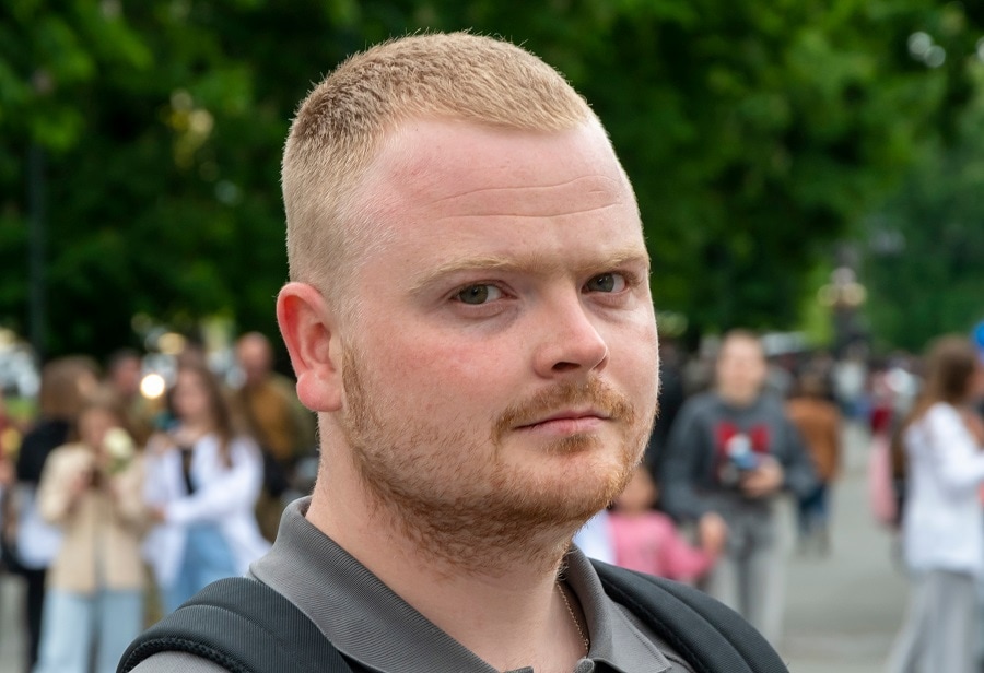 buzz cut with receding hairline for round face