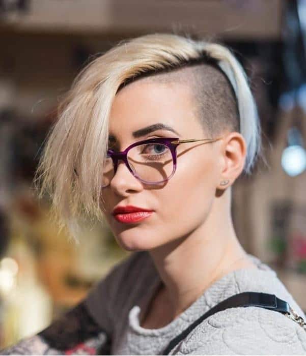 Women Buzz Cut with Half Shaved Style