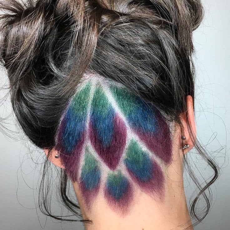 Undercut Peacock Hair Color idea 