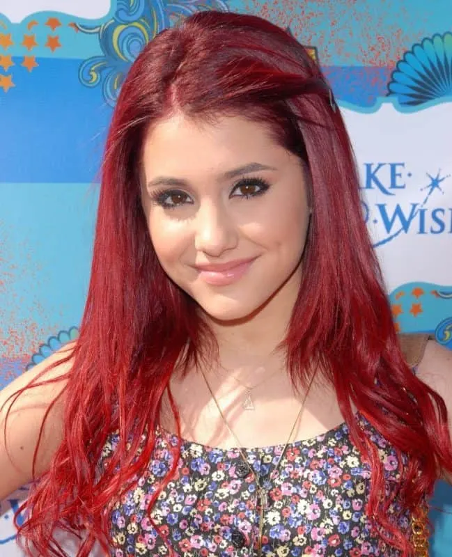 celebrity inspired long red hairstyle