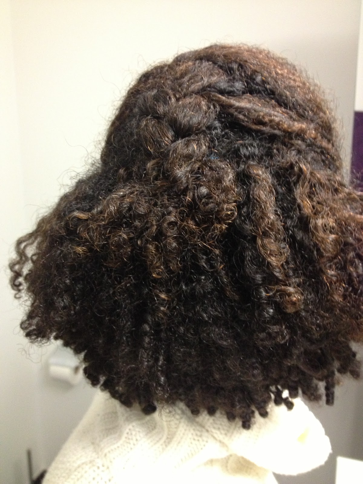 Short French braid at the crown with a full section of loose curls underneath.