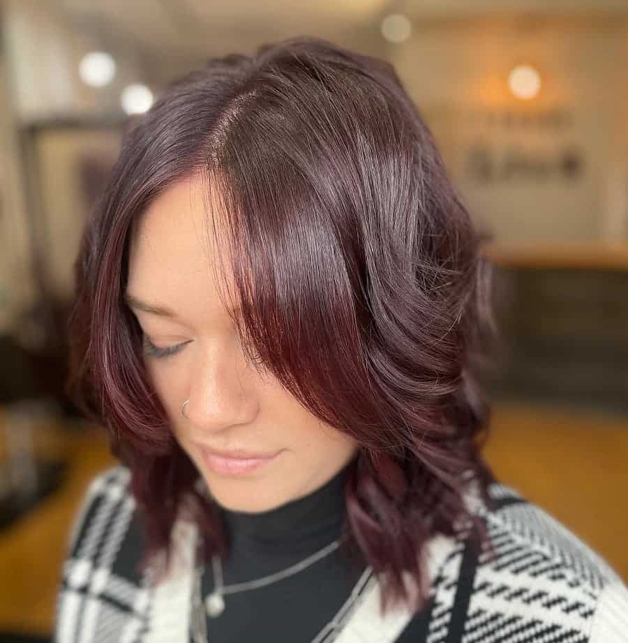cherry red feathered hair