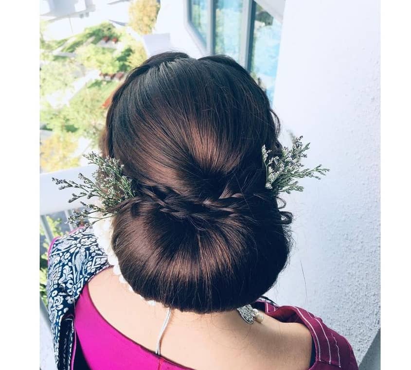 chignon bun with braids