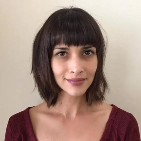 short choppy bob with bangs