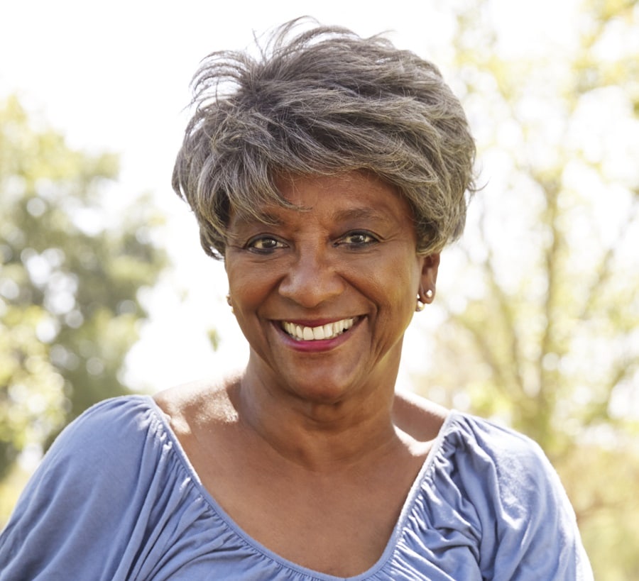 choppy pixie cut for black women over 50