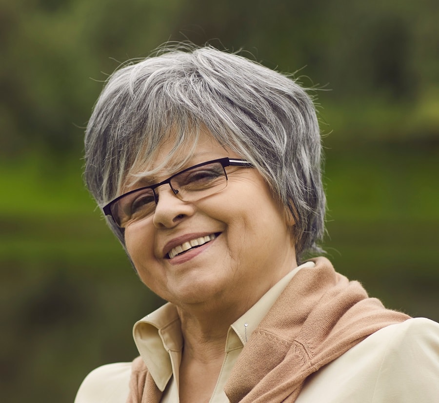 choppy pixie cut for over 50 women with thick hair