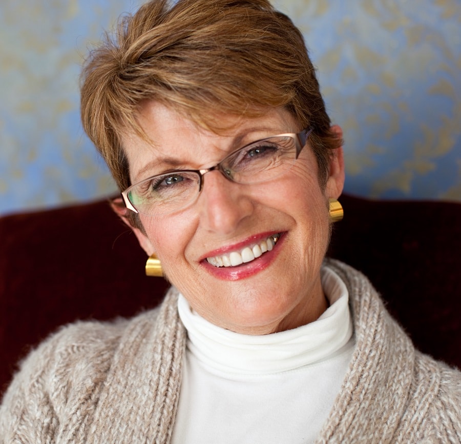 Pixie cut for women over 50 with glasses