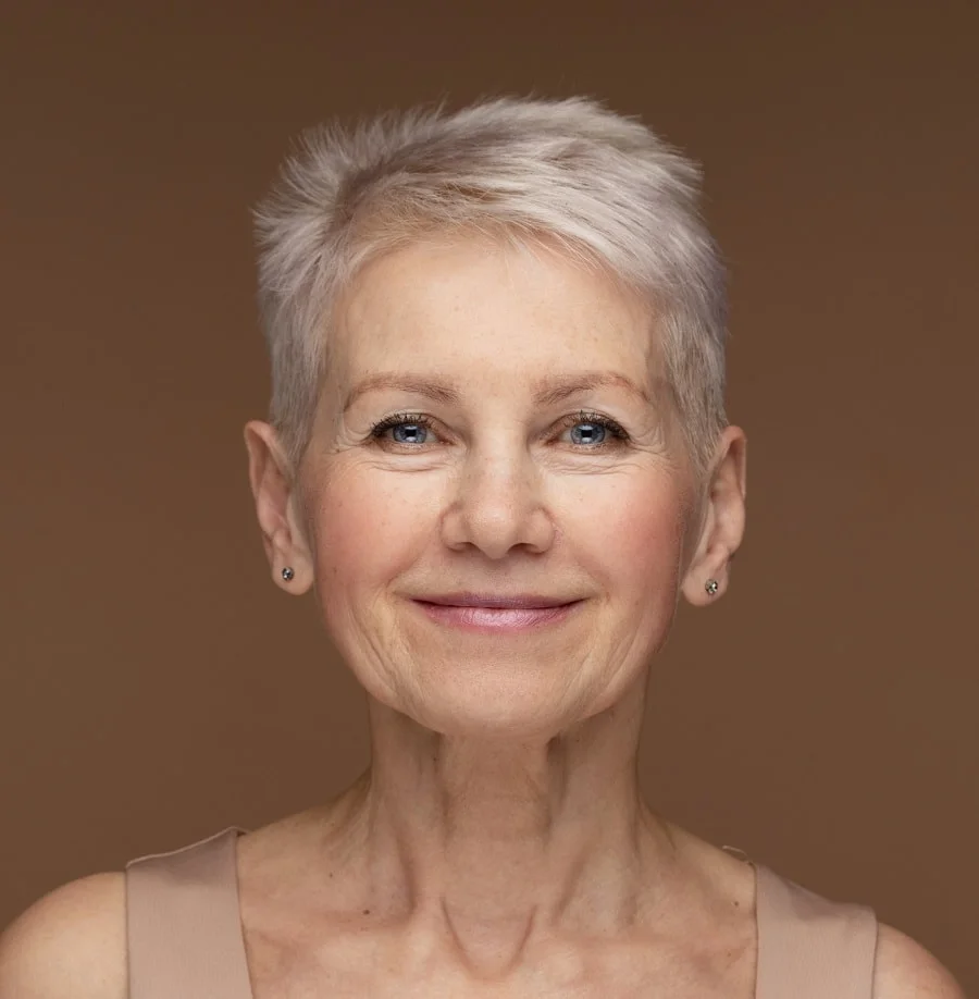 choppy pixie haircut for fine hair over 50