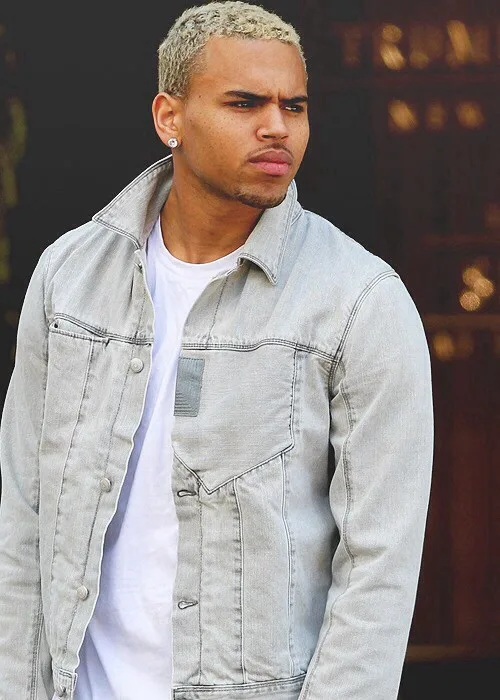 chris brown Blonde Tips and Dark Roots