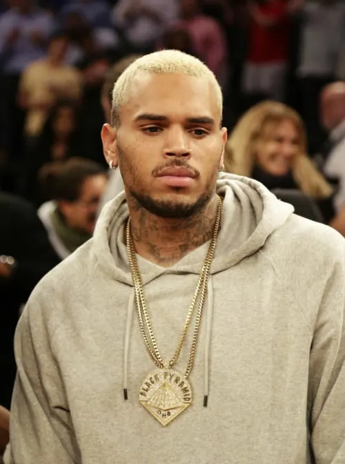 chris brown short blonde hair