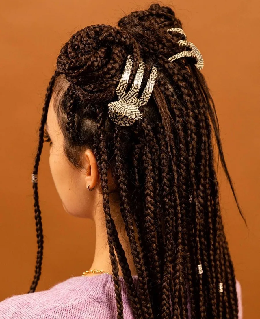claw clip hairstyle with braids