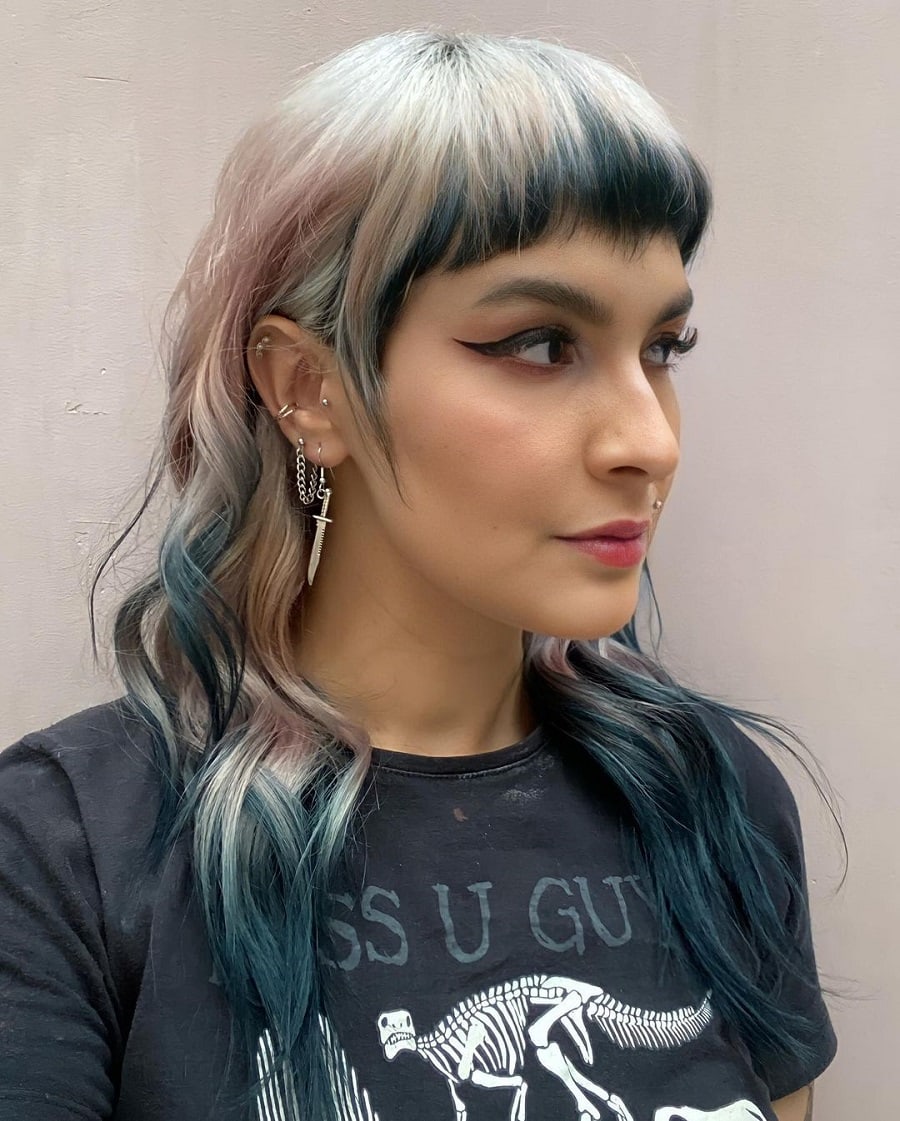 Colored bangs for a small forehead