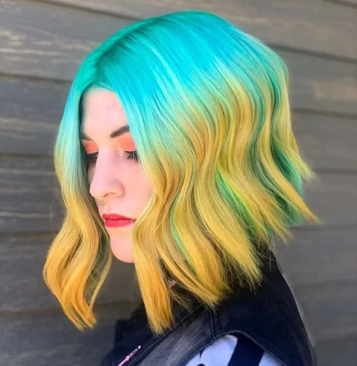 colored bob with weave