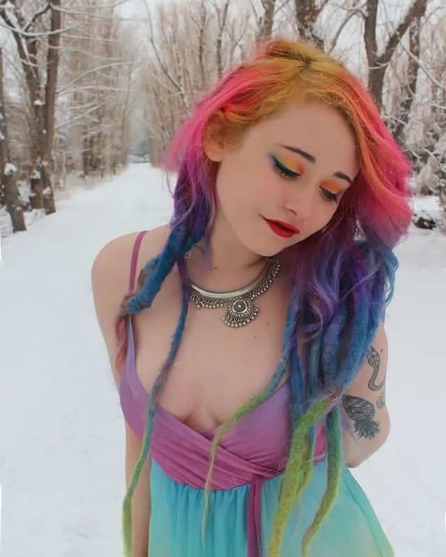 rainbow colored dreads for women