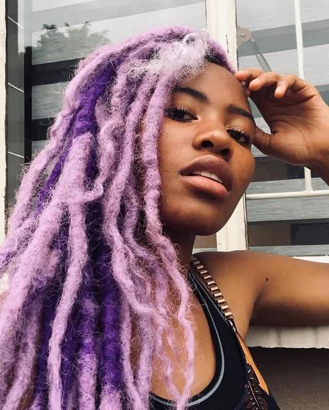 girls with purple color dyed dreads