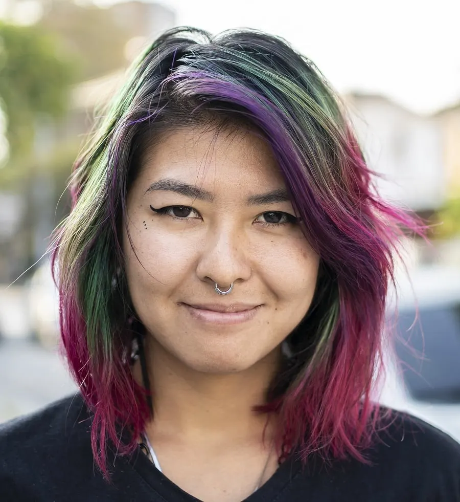 colored hairstyle for 35 year old Asian woman
