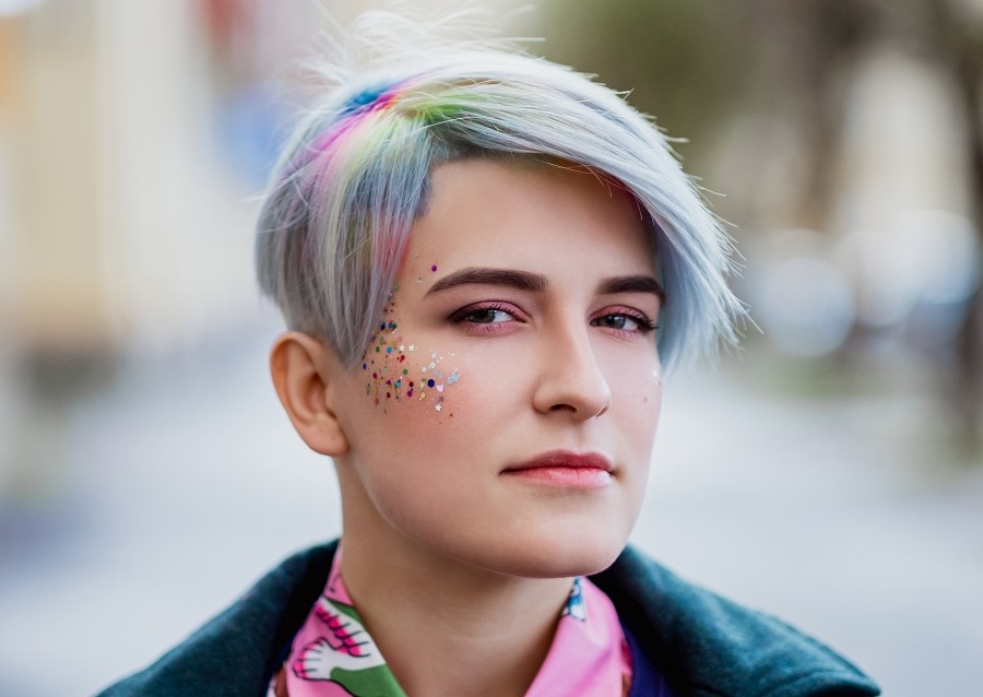 Colorful pixie for square faces