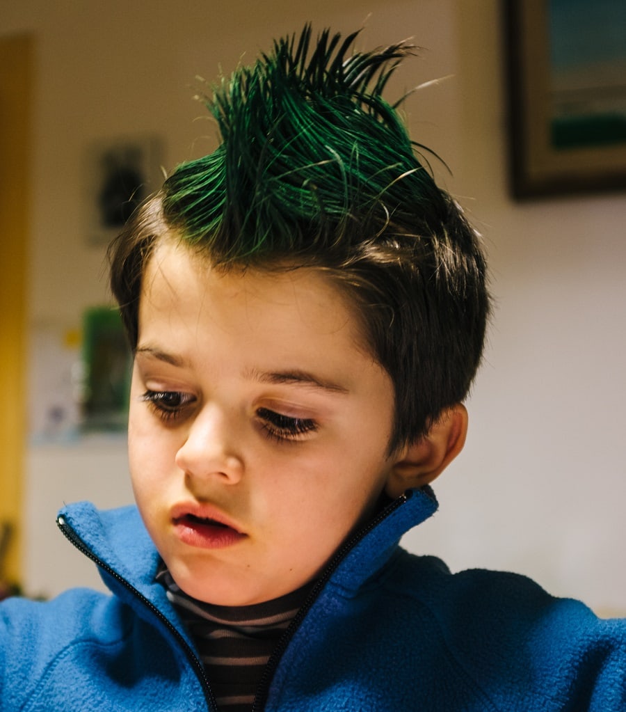 colored spiky mohawk hairstyle for 9 year old boy