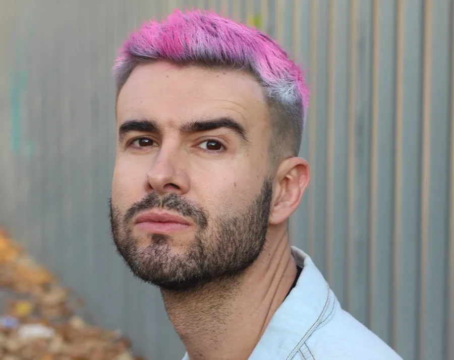 colored undercut with boxed beard