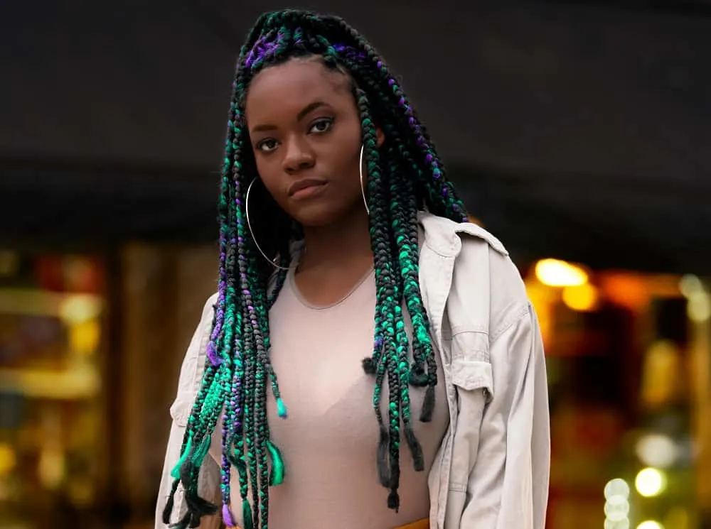 colorful box braids for black women