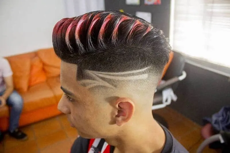 comb over haircut with design
