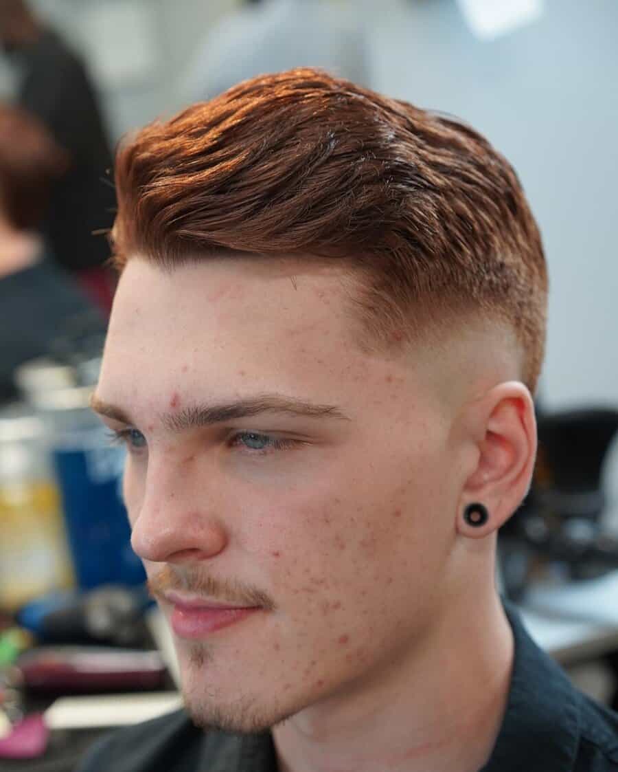 comb over with bald taper fade