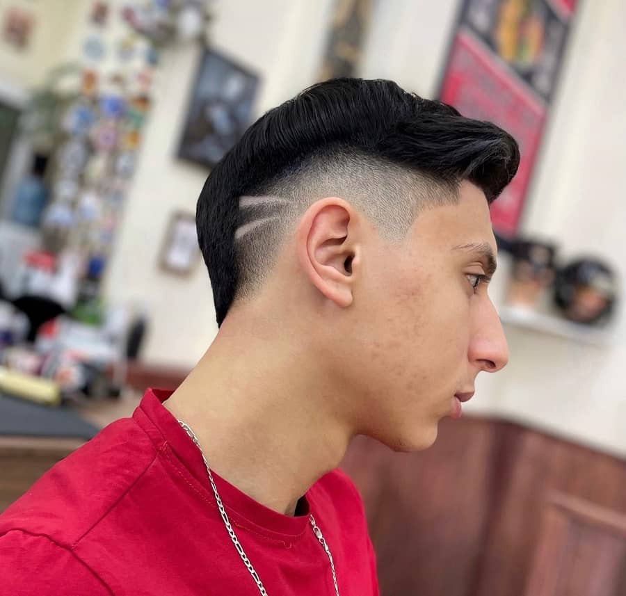 comb over with taper fade 