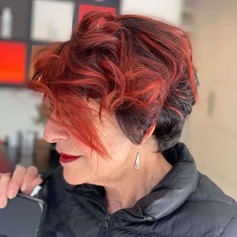 Messy Pixie with red Copper Highlights