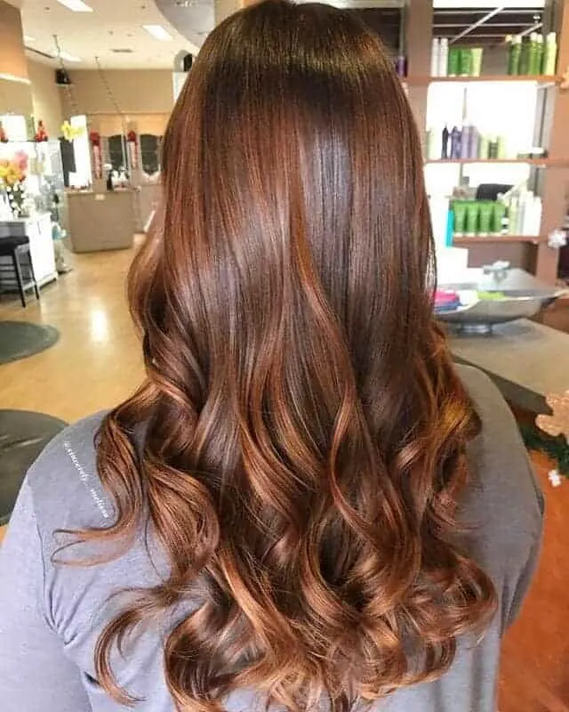 Warm Copper Lowlights on Brown Hair