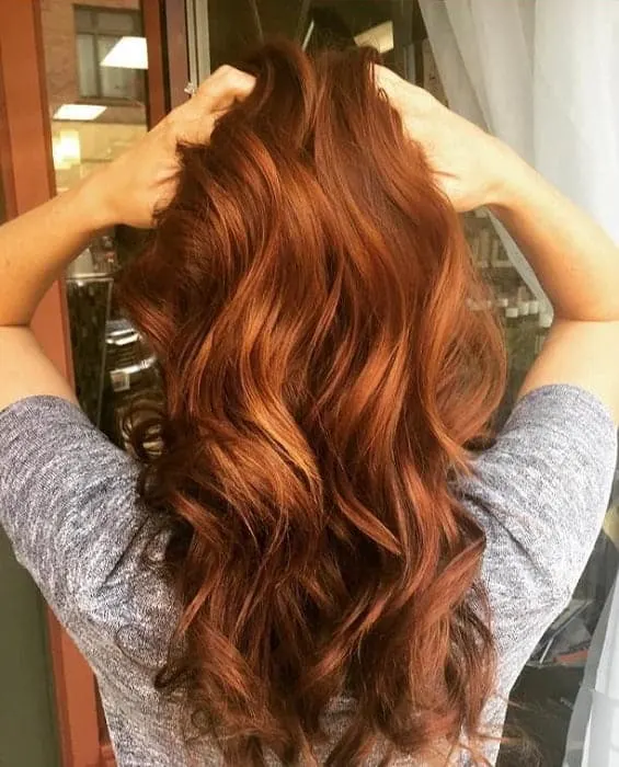 copper ombre hair with loose waves