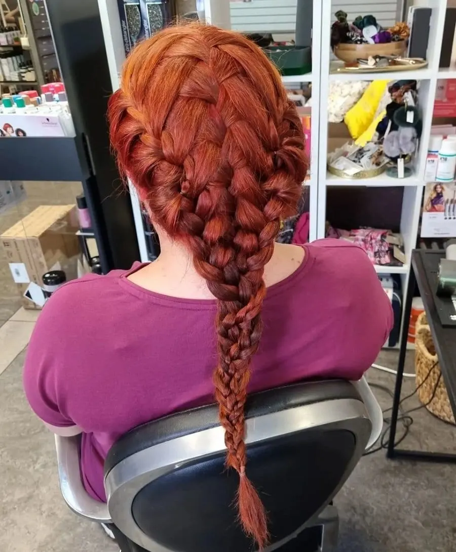 copper red braids