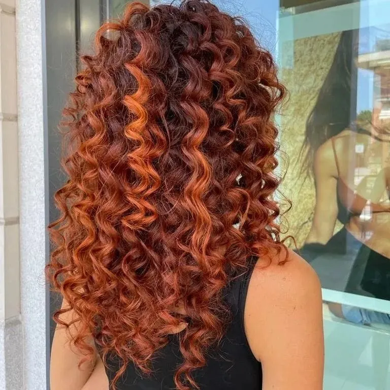 copper red hair with highlights
