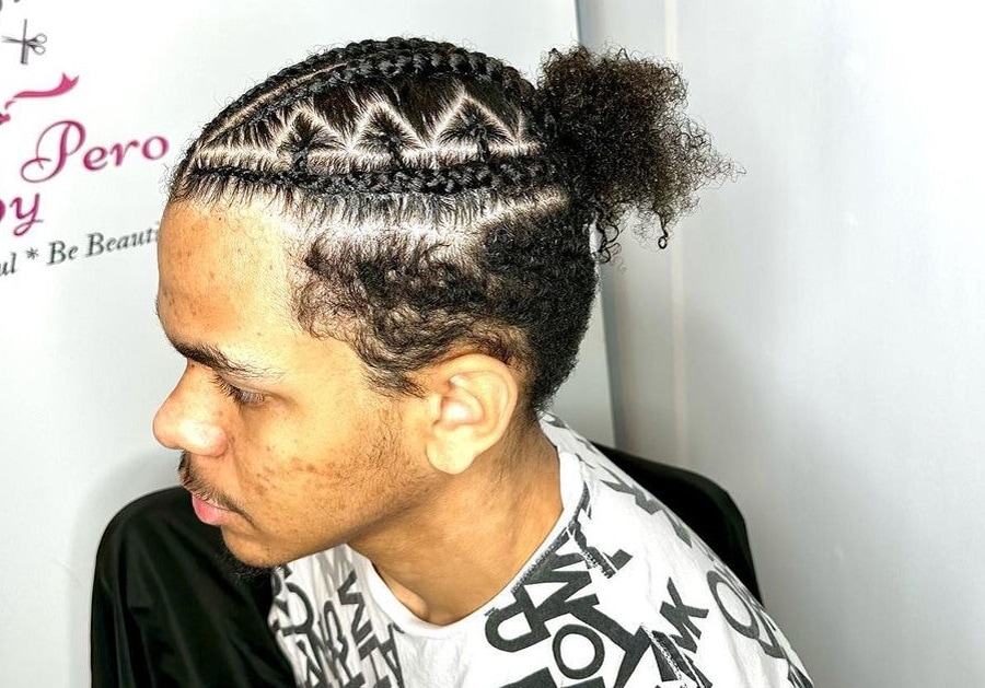 cornrow braided ponytail for black men
