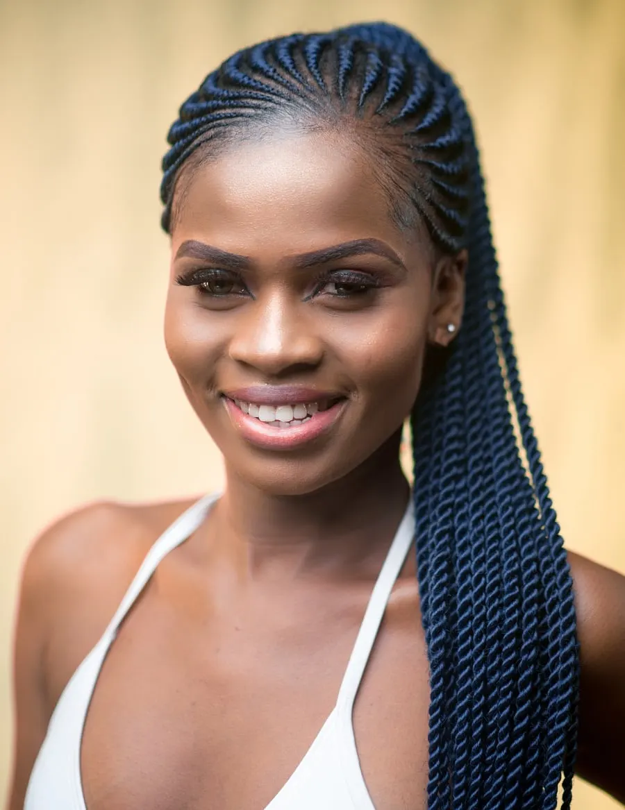 cornrow braided ponytail for nigerian women