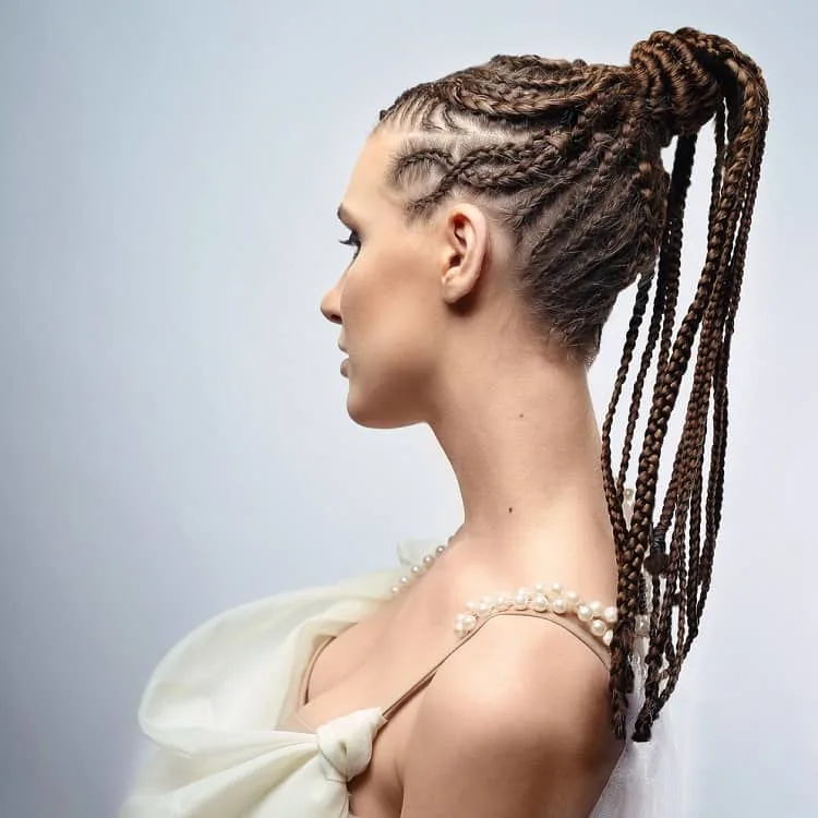 cornrow braided ponytail