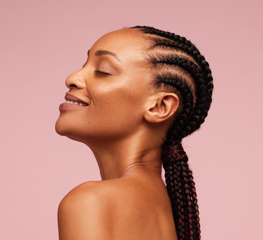 Cornrow braids for black women with oval faces
