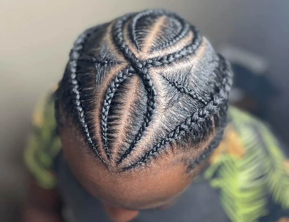 cornrow braided design for men