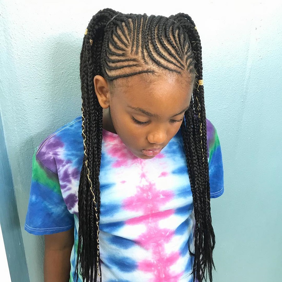 cornrow braids with 2 ponytails
