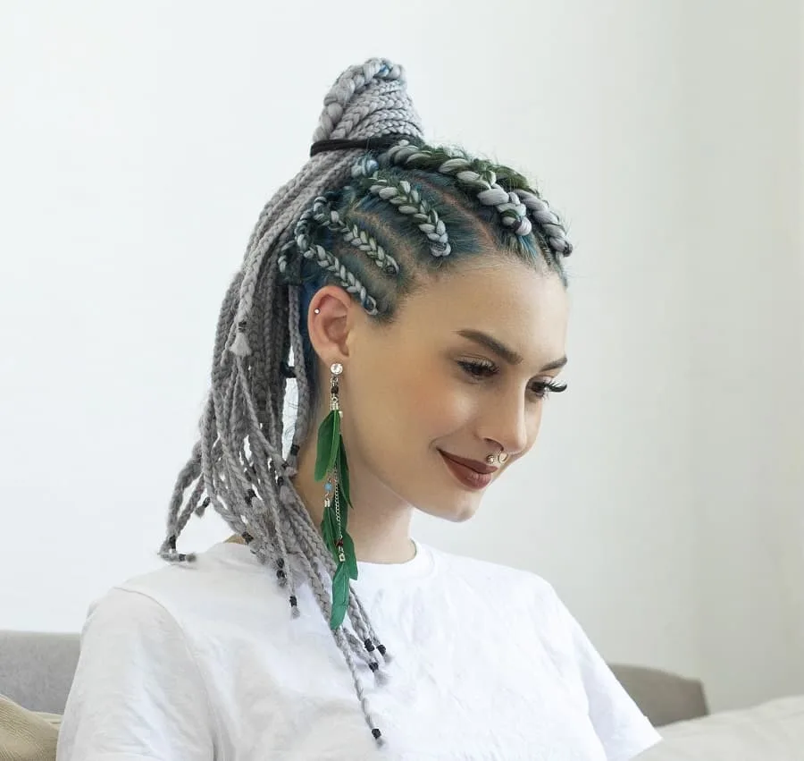 cornrow braids with color