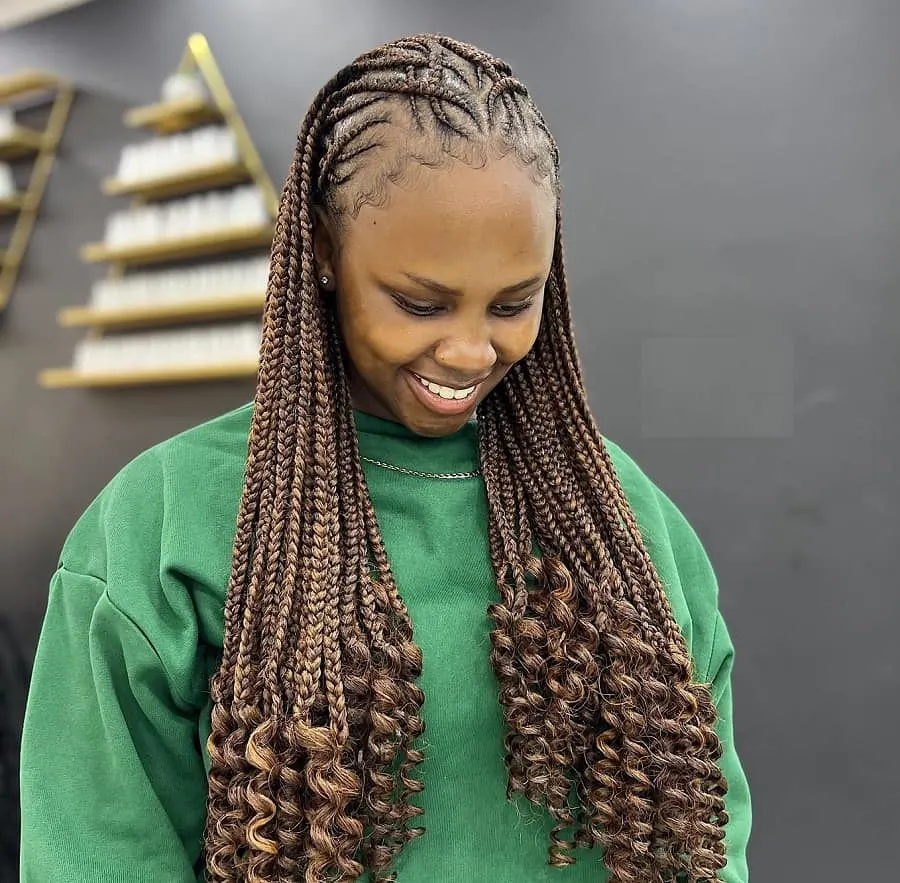 cornrow braids with curly ends