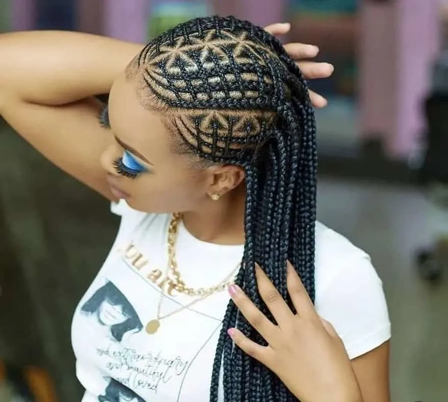 cornrow braids with design