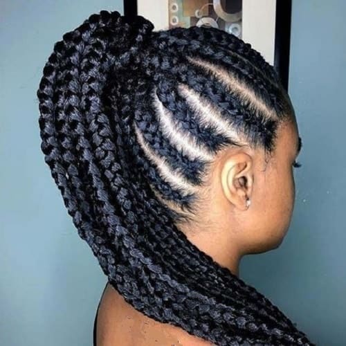 massive cornrow braided ponytail