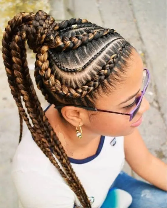 cornrow ponytail styles with patterns 